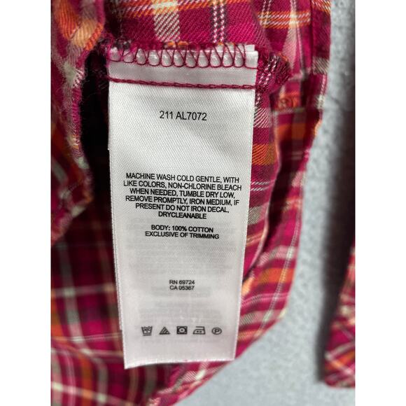 Columbia Womens Size M Pink Orange Long Sleeve Button Snap Shirt - Picture 4 of 12